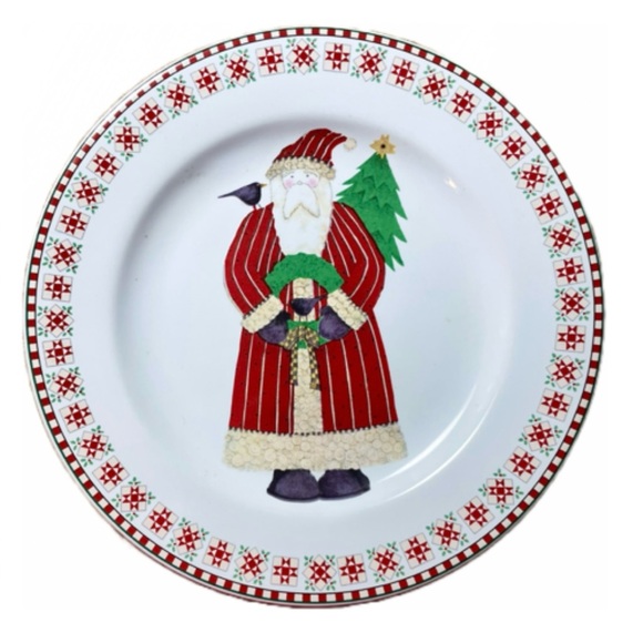 Debbie Mumm Santa Retweet 4 salad or desert plates. Vintage. With box. - Picture 9 of 12